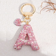 Initial Keychain for Women GirlsBling Letter Key chain Initial with HeartPink Keychain Charms for Ba