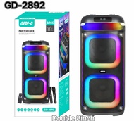 ลำโพงบลูทูธ รุ่น GD-2892 ฟรีไมค์ลอย2ตัว เสียบไมค์เพิ่ม/เล่นเครื่องดนตรีได้ ปรับ DELAY/ECHO/BASS/TREB