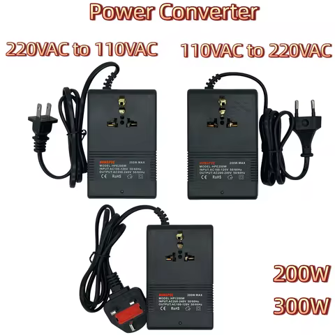 EU/US/UK Plug Inverter 200W 300W Voltage Converter Transformer 220V To 110V Step Down Transformer 11