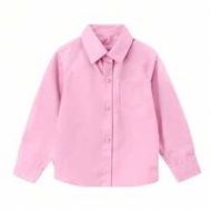 Tween Boys Shirts Long Sleeve Shirts Wedding Uniform Party Shirts With Pocket Pink Size 6-16Y