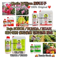 Uncle William Foliar Fertiliser U1 U2 U1000 U3000 1L 5L Calcium Turbo NPK Baja Subur Penggalak Bunga
