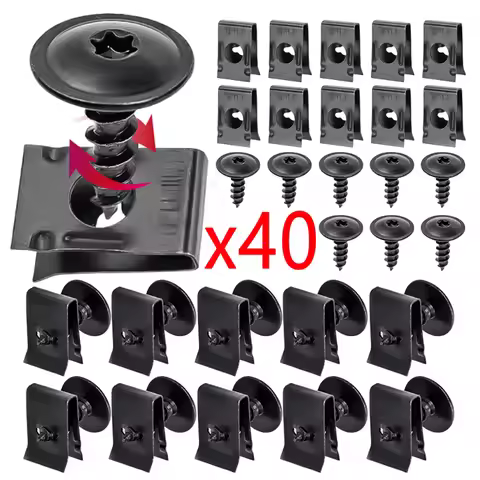 Black Car Metal Screw Tapping Fastener Clip U-Type Clip with Screw Anti-rust Protection Clip Screw f