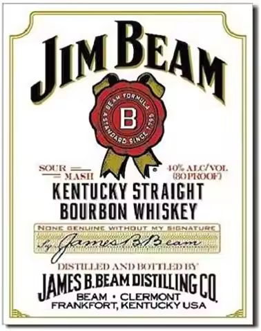 Nostalgic Jim Beam White Label Bourbon Whiskey Retro Emobssed Metal Tin Sign -aluminum