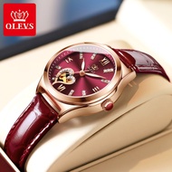 OLEVS 6636 Automatic Mechanical Watch Genuine Leather Women's Watch Waterproof Women's Watch