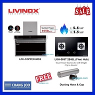 LIVINOX LCH-COPPER-90SS HOOD + LGH-588T 2B-BL GAS HOB (Timer)
