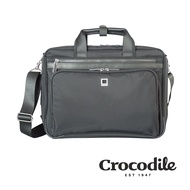 Crocodile 鱷魚皮件 商務手提包 真皮包包 防潑水 單層公事包 B-Light系列 0104-08901-黑色