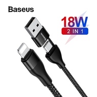 Baseus USB Type C Cable for iPhone XR 11 Pro Max USB C to for Lightning Charger Cable 2 in 1 PD 18W