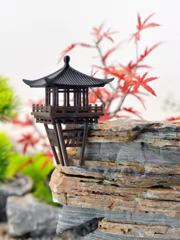 Gazebo Chinese retro building hanging pavilion rockery bonsai micro landscape pavilion DIY new style