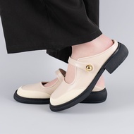 MellowCo รองเท้าแมรี่เจน Mary jane Mules เปิดส้นหนัง PU สูง 1.5 นิ้ว รุ่น Tulip Matte 4-4345