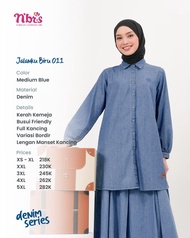 BAJU ATASAN KEMEJA WANITA NIBRAS TERBARU DENIM SERIES JALANKU BIRU 011 / BAJU JALANKU BIRU 011 / TUN