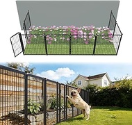 FXW Decorative Garden Fence Panels with Gate, Dog Fence for The Yard, Heavy Duty Metal, 24inch High 