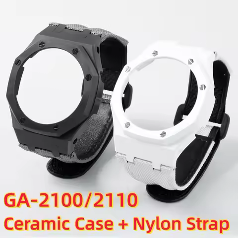 2100 mod kit Ceramic watch Case Kit With Nylon & FKM Fluororubber Strap For Casio GSHOCK GA2100 GA21