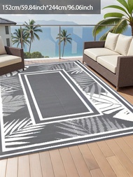 5ft X 8ft Waterproof Outdoor Rug, Reversible Outdoor Plastic Woven Rug With Leaf Pattern, RV Mat, In