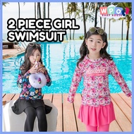 2-PCS Swimming Suit Kids Baju Renang Muslimah Swimsuit Girl Kolam Mandi Swimwear Long Sleeve Baju Re