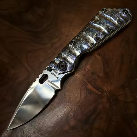 Mick Strider Drop Point Lightning Pattern Folding Knife TC4 Titanium Portable Hunting Knife EDC Tool