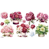 [Decoupage Collage] MIT Crystal Pressure Sensing Sticker Drawing Paper Purple Flower Bouquet Transfe