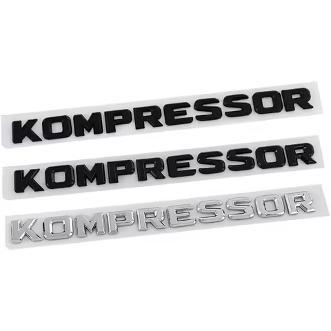 3d ABS Chrome Black Logo Kompressor Letters Car Trunk Emblem For C E SLK 230 200 C230 C180 C200 Komp