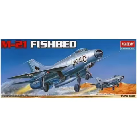 1/72 Academy model 12442 MiG-21 Fishbed Fighter assembly Scale diy toys Model Kit