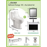 DOCASA TOILET BOWL (A042(S) )+ ( DCS-ACS433646-BLK ) ALUMINIUM CABINET SET