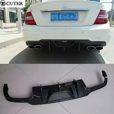 W204 Real C63 Amg v Style Carbon Fiber Rear Bumper Spoiler Diffuser Lip for Mercedes Benz W204 C63 0