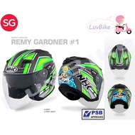 PSB Approved NHK GT Remy Gardner #1 Open Face Motorcycle Helmet With Double Visor