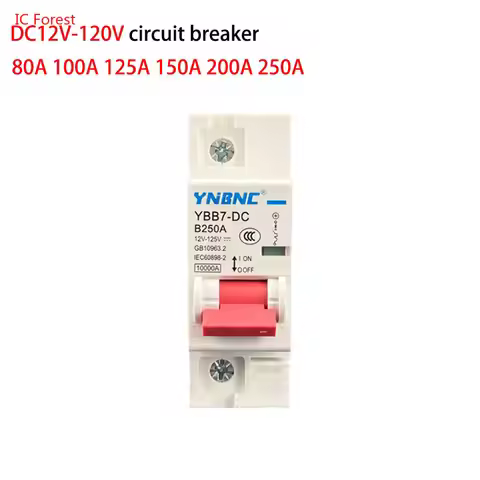 1P 100A 200A 250A DC Breaker 12V 24V 36V 48V 96V 120V DC Circuit Breaker Solar Cells Battery Power O