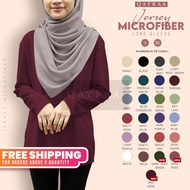 QAYRAA Jersey Microfiber Round Neck Long Sleeve / Size : S-5XL / Women Muslim Wear / Plain T-Shirt Jersey Unisex