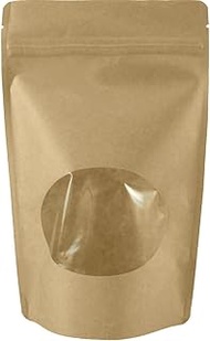 50 Natural Kraft Stand-up Zip Pouch with Window (Medium (5 7/8"W x 9"H))