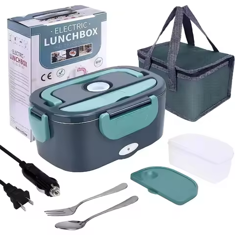 1.5L 60W Portable Electric Lunch Box,Leak Proof Design Car & Home Food Heater – Insulated Heated Lun