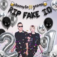 21st Birthday Decorations for Him - Black & Silver 21st Birthday Decor for Her with Cheers 21 Years 