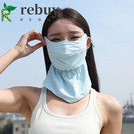 REBUY Sunscreen Mask, Solid Color Hanging Ear Ice Silk Mask, Face Shield Neck Sunscreen Ice Silk Face Mask Summer