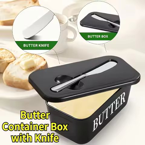 Butter Container Box with Knife Kitchen Restaurant Sealed Storage Box Cheese Box With Lid Butter Sli