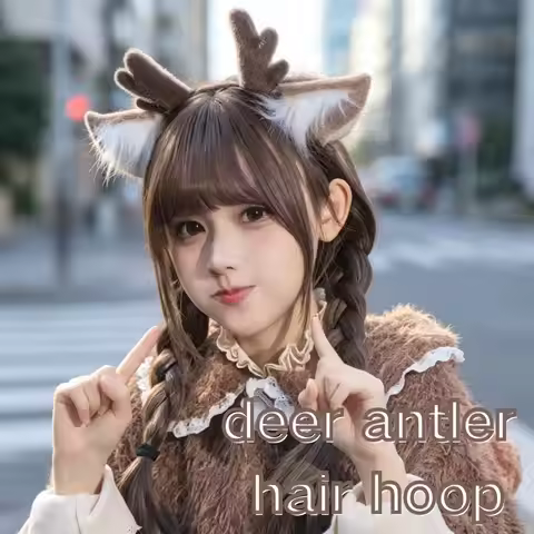 Fluffy Plush Deer Ear Headband Soft Antler Hair Hoop Headwear For Christmas Party Halloween Costume 
