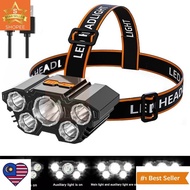 (MW)Outdoor 5LED Portable Headlamp Flashlight / 4 Modes USB Rechargeable Waterproof Lightweight Ultr