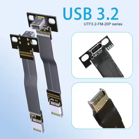 ADT 20G Internal USB 3.2 Gen 2x2 Type-C Female To Type-E Male Shielded Flat Ribbon Cable Adapter ITX