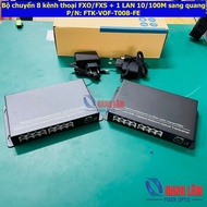 8-channel FXO/FXS converter + 1 LAN 10/100M to optical, simple, SC 20km, P/N: FTK-VOF-T008-FE