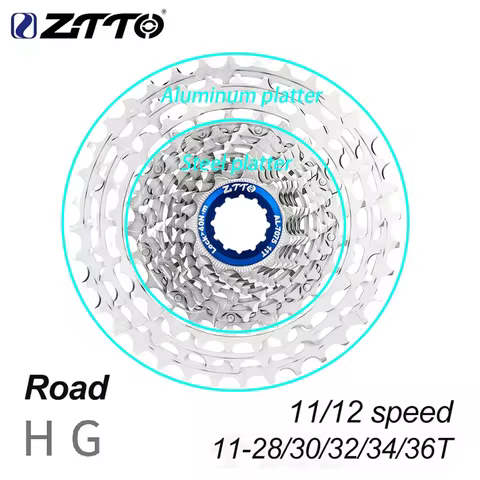 ZTTO Ultralight CNC HGR Cassette 116g-150g 12S 11S Road Bike 11-28/30/32/34/36T Silver Sprocket 11/1