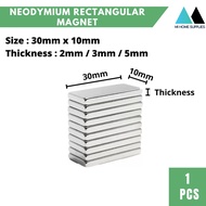 [M1 Home Supplies] 1pcs - Size : 30mm x 10mm x 2mm / 3mm / 5mm - Neodymium Rectangular Magnet