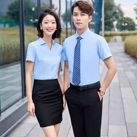 White women's short-sleeve shirt, spring and summer professional attire, Korean style, plus size, wo
