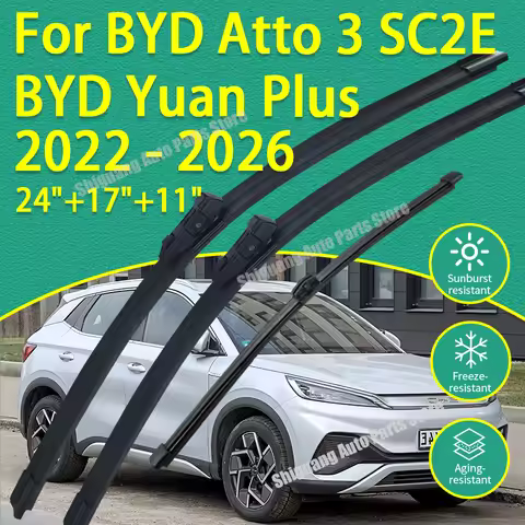 Front Rear Silicone Coating Wipers for BYD Atto 3 SC2E Yuan Plus 2022 - 2026 Car Wiper Windshield Wi