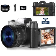 48MP Compact Digital Photography Camera 4K WIFI Web Camera Vintage Vlog Video Recorder 16X Zoom Camcorder 3" Flip Screen