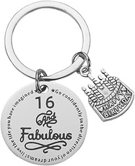 16th Birthday Gifts Keychain for Teen Girls Sweet 16 and Fabulous Key Chains for Daughter Friends Ni