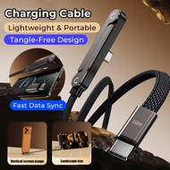 40W 2 In 1 Type C Cable Fast Charging Foldable Elbow Data Wire Desktop Holder For Mobile Phone 1.5M