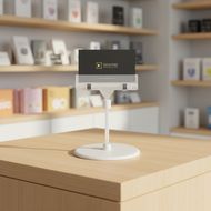 Pop-Up Sign Holder - Clear Base Photo Clip - Rotating Plastic Stand - Price Tag Clamp for Promotions