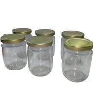 [6 pcs] Glass Jar 250 ML | Gold Lid Glass Cup | 250 cc Gold Lid Jar | HGP 17527