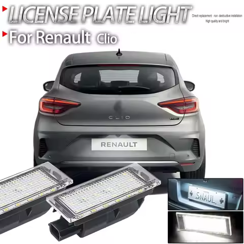 2Pcs No Error Car Led Number License For Renault Clio 3 2005-2014 Clio 4 2012-2019 Clio Grand Tour 2