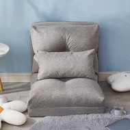 日本熱銷 - 可折疊榻榻米沙發床送抱枕 單人兩用梳化(棉麻灰色單人65cm)