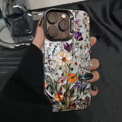 Flower Bed Case for IPhone 17 16 15 14 13 Pro Max 12Mini 11Pro XR 7 8 Plus SE Screen Protector Casin