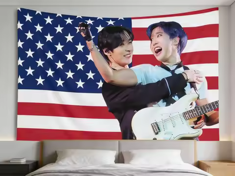1pc K-pop Minsung American Flag Tapestry Perfect Gift for Minsung Fans Wall Hanging for Bedroom Dorm