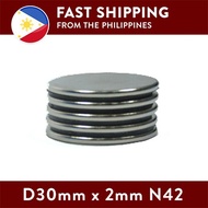 Magnet Manila D30mm X 2mm N42 Strong Neodymium